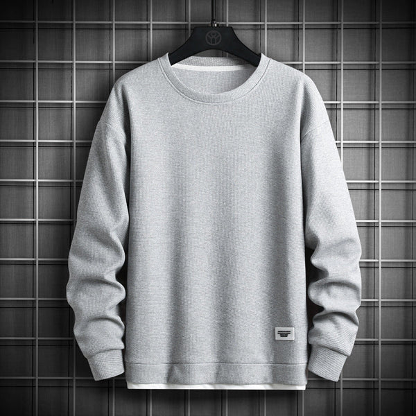 Johan – vaffelstrikket sweatshirt med rund hals