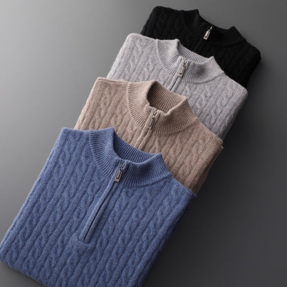 Robert - premium blødt stof herresweater med halv lynlås