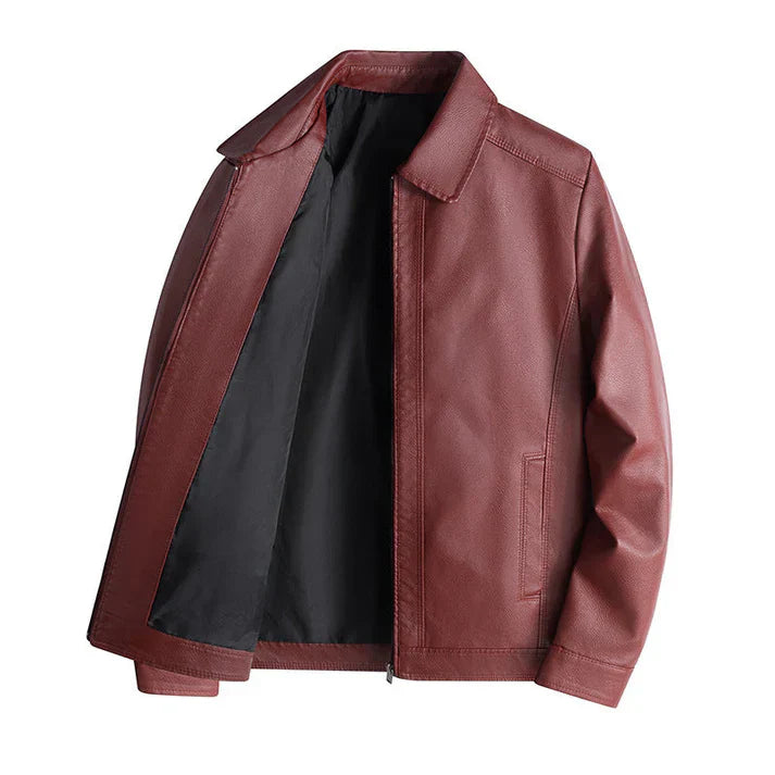 Maxim – slim fit jakke i imiteret læder med opretstående krave og lynlås