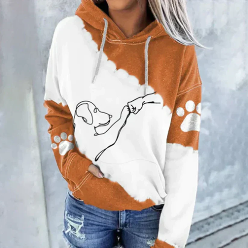 Rosamund - trendy hættetrøje med hundeprint