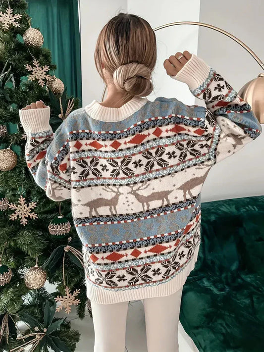 Oversized sweater - løs pasform - strikket - julesweater - dametrøje