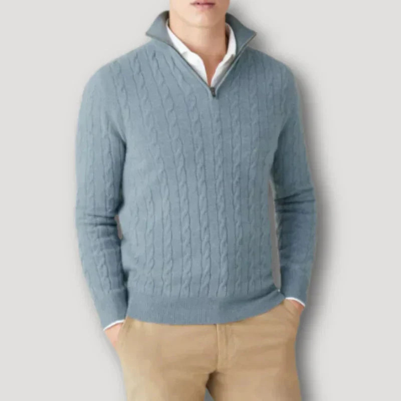 Rendor italiensk kashmir sweater med lynlås til mænd