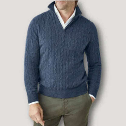 Rendor italiensk kashmir sweater med lynlås til mænd