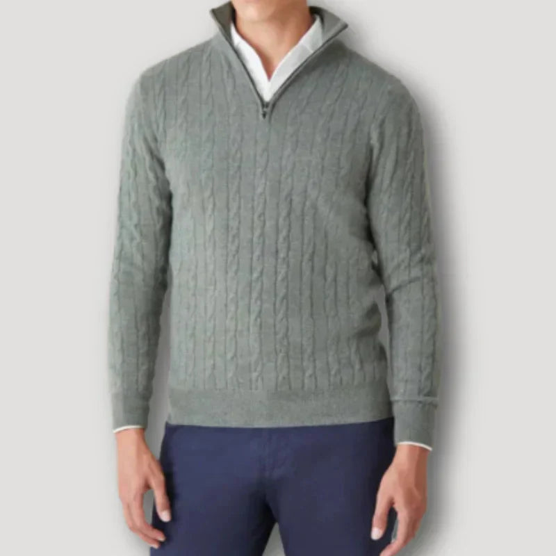 Rendor italiensk kashmir sweater med lynlås til mænd