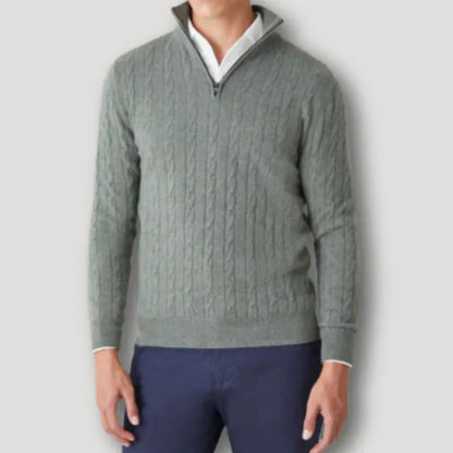 Rendor italiensk kashmir sweater med lynlås til mænd