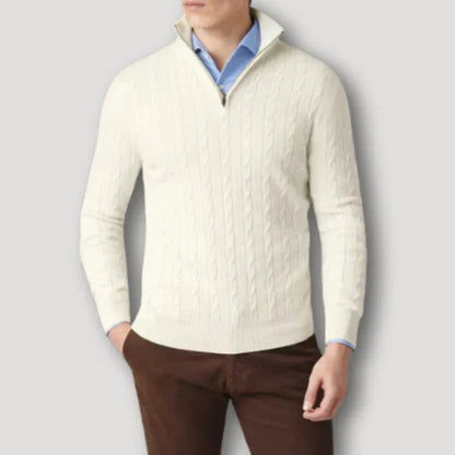 Rendor italiensk kashmir sweater med lynlås til mænd