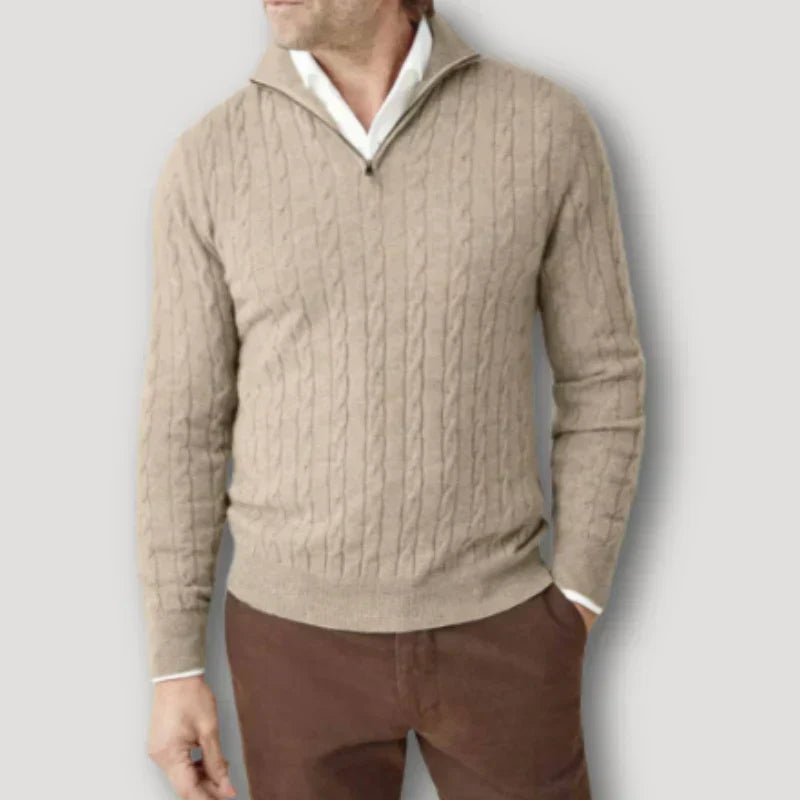 Rendor italiensk kashmir sweater med lynlås til mænd