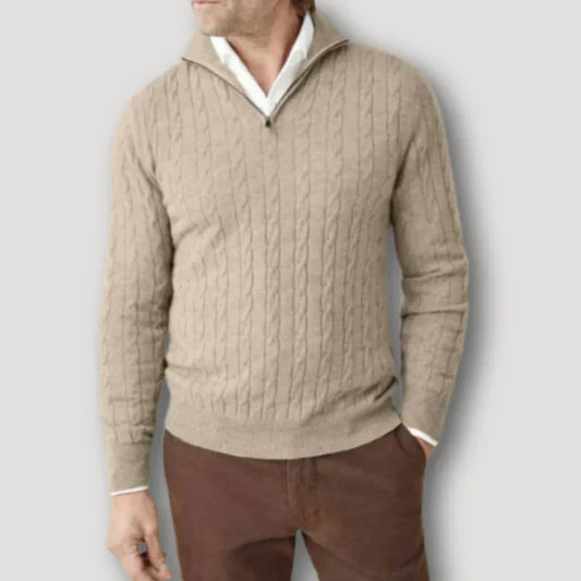 Rendor italiensk kashmir sweater med lynlås til mænd
