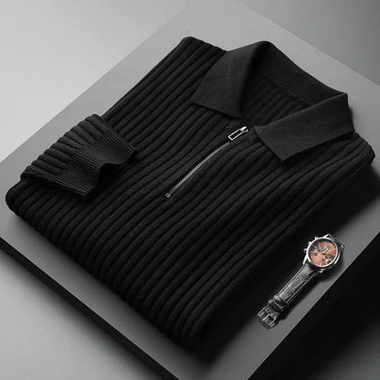 Højkvalitets herresweater med polokrave - blød og behagelig