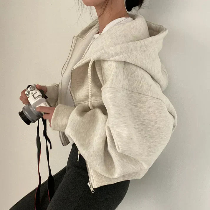 Stor sweater med praktisk lynlås til kvinder