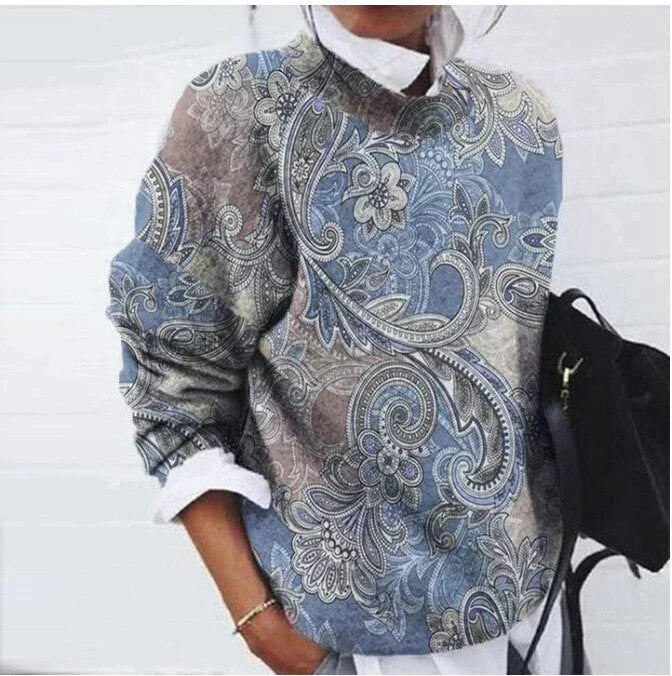 Olive - elegant trøje med print
