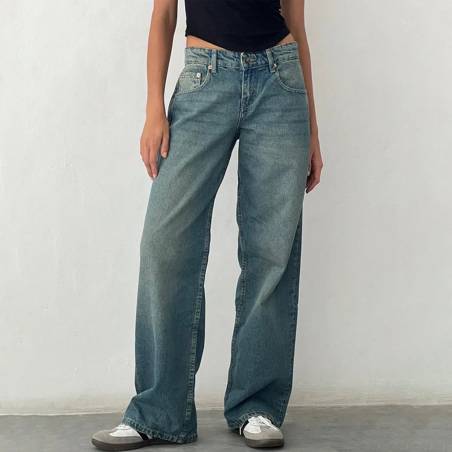 Vintage jeans med vide ben til kvinder