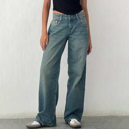 Vintage jeans med vide ben til kvinder
