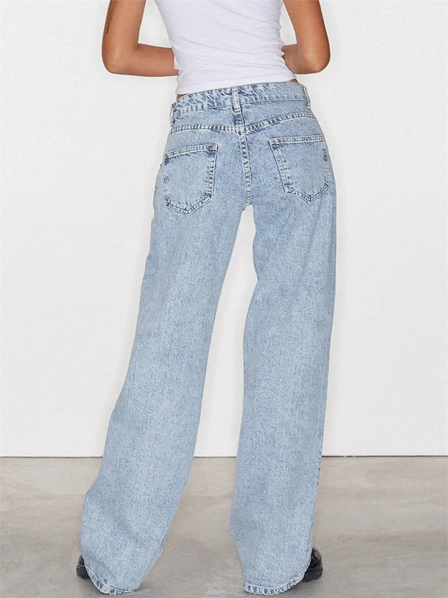 Vintage jeans med vide ben til kvinder