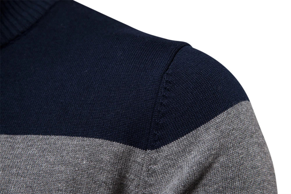 Nilo - sofistikeret, stribet slim fit herretrøje med lynlås
