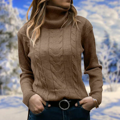 Sweater med lang krave og lange ærmer til kvinder