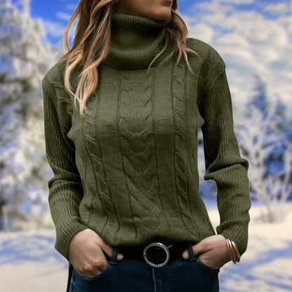 Sweater med lang krave og lange ærmer til kvinder
