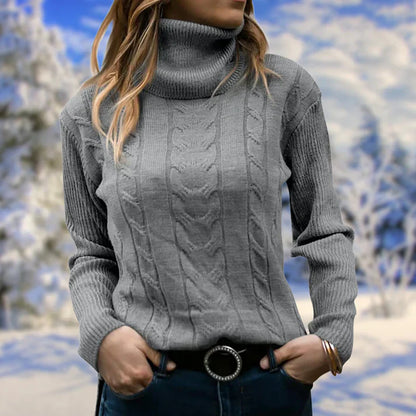 Sweater med lang krave og lange ærmer til kvinder