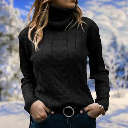 Sweater med lang krave og lange ærmer til kvinder