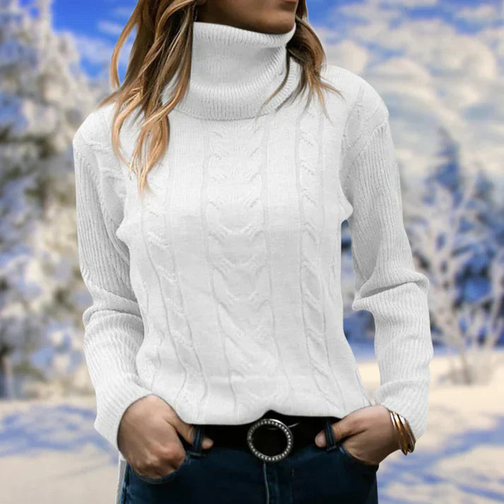Sweater med lang krave og lange ærmer til kvinder