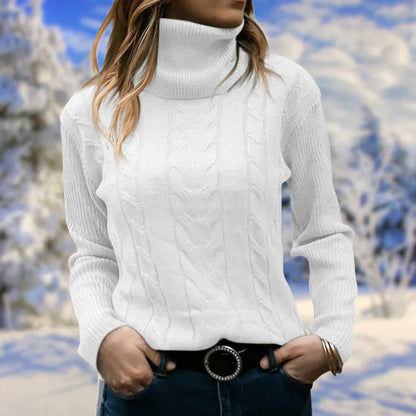 Sweater med lang krave og lange ærmer til kvinder