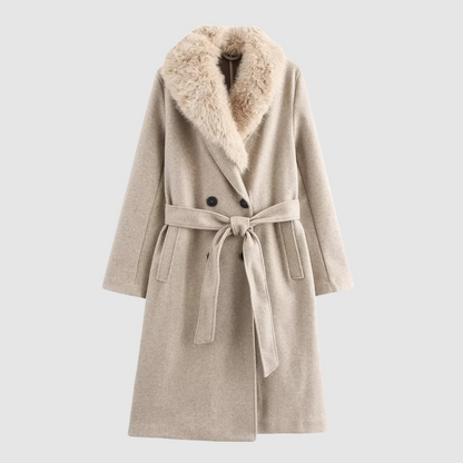 Gerd - klassisk vinterfrakke med beige bælte til kvinder