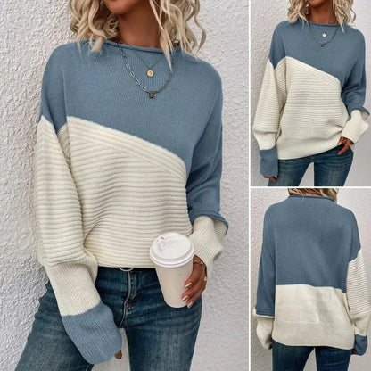 Ollie - colour block-trøje med rund hals