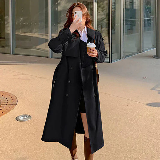 Lang dobbeltradet trenchcoat - Kornelia