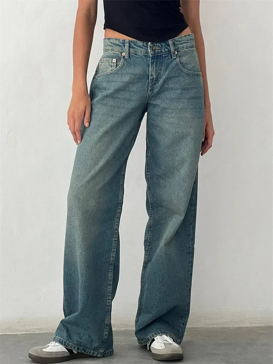 Vintage jeans med vide ben til kvinder