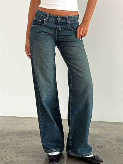Vintage jeans med vide ben til kvinder