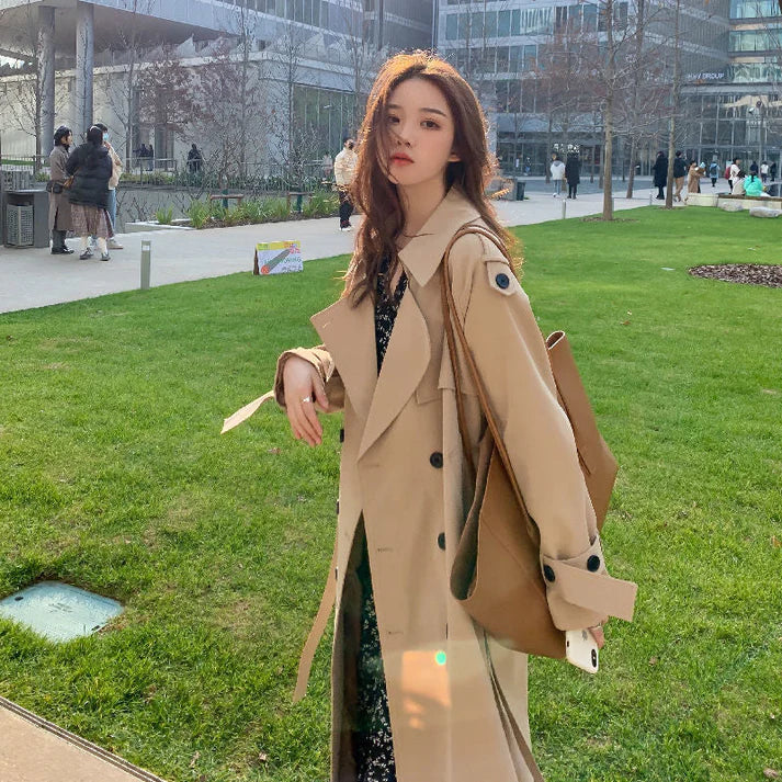 Lang dobbeltradet trenchcoat - Kornelia