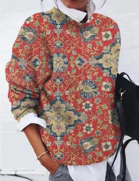 Olive - elegant trøje med print