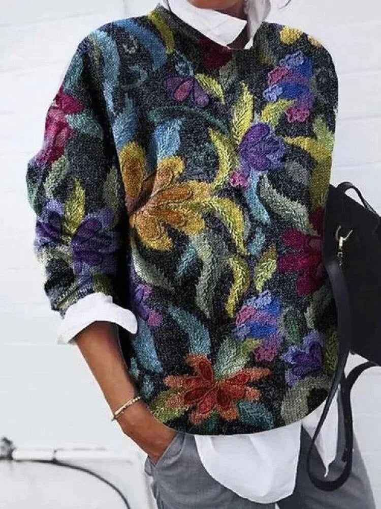 Olive - elegant trøje med print