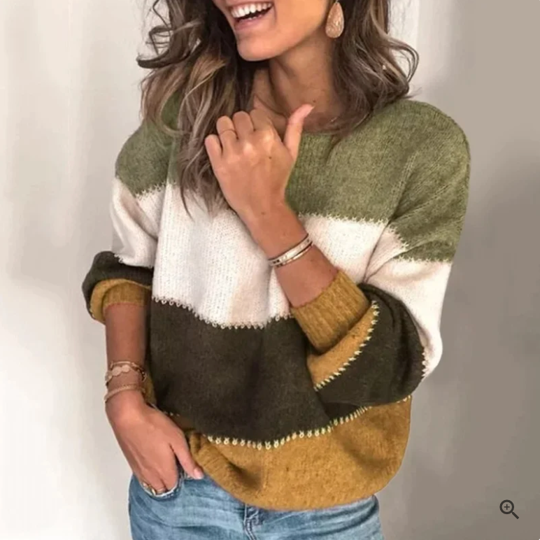 Agata - stribet langærmet sweater til kvinder