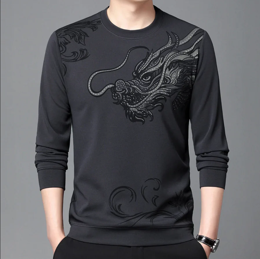 Behagelig herre sweatshirt med rund hals