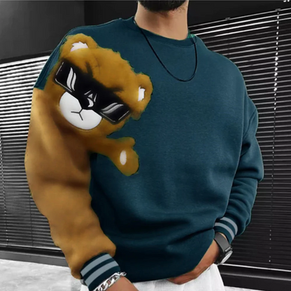 Bernd - sweatshirt med tegneseriebjørnebroderi til mænd