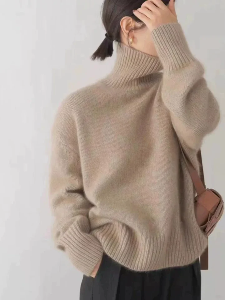 Ridan - basic pullover med rullekrave