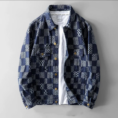Moderigtig ternet denimjakke til mænd