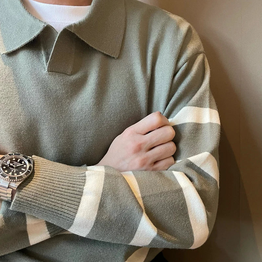 Ezekiel – stribet strikket sweater til mænd