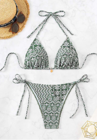 Stella blå printet bikini med v-hals