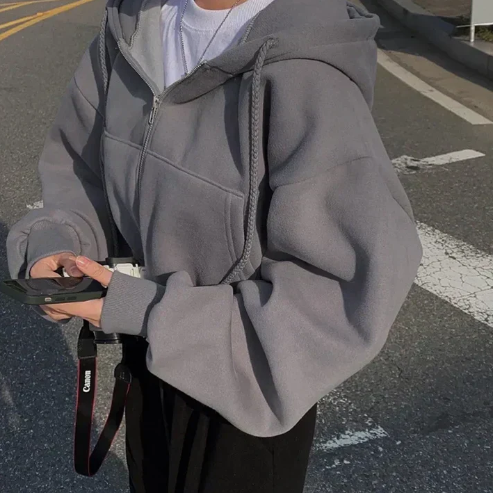 Jona - vintertrøje til kvinder med lynlås - afslappet, oversized stil