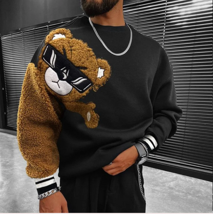 Bernd - sweatshirt med tegneseriebjørnebroderi til mænd