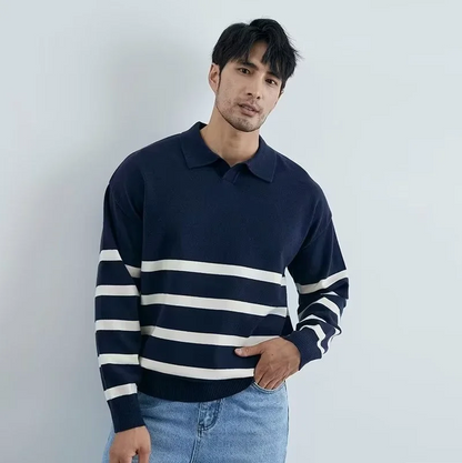 Ezekiel – stribet strikket sweater til mænd