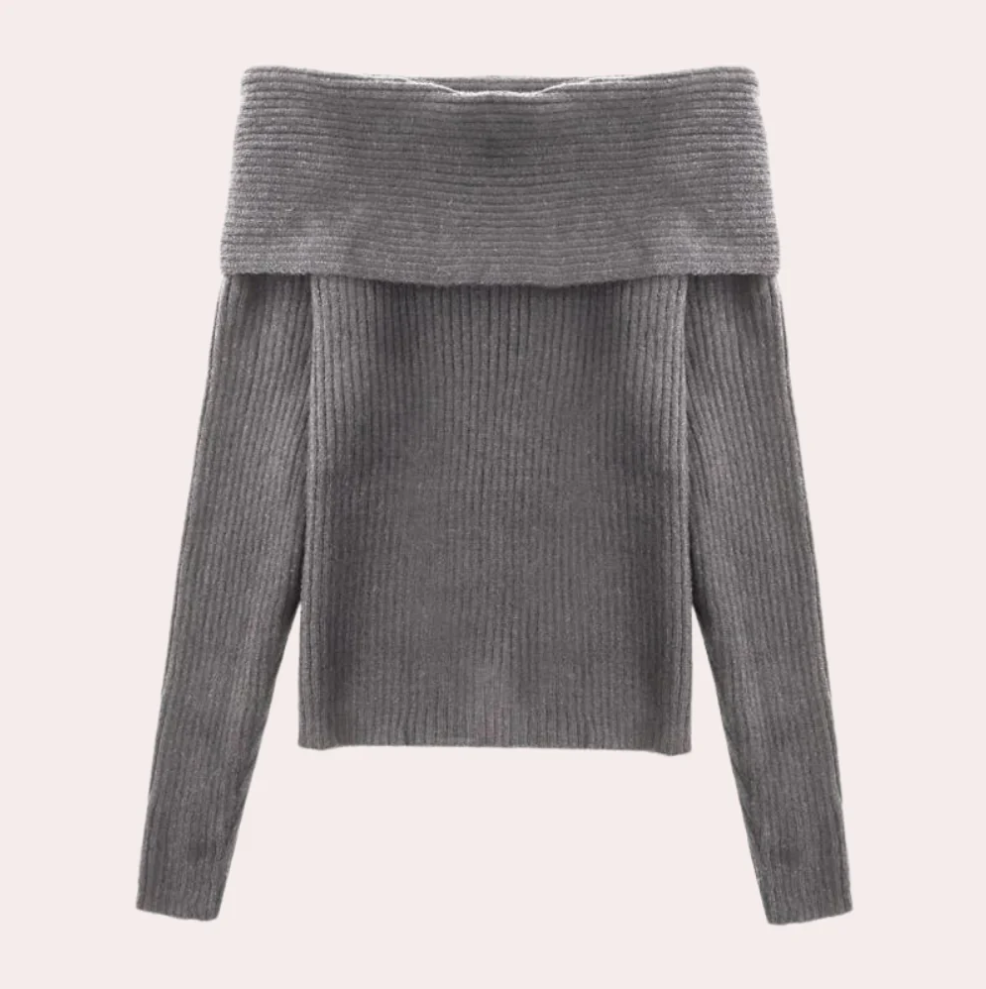 Leorina - stilfuld off-shoulder sweater til kvinder med et elegant strikmønster