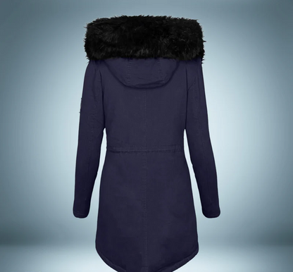 Elegant parka med pelskrave