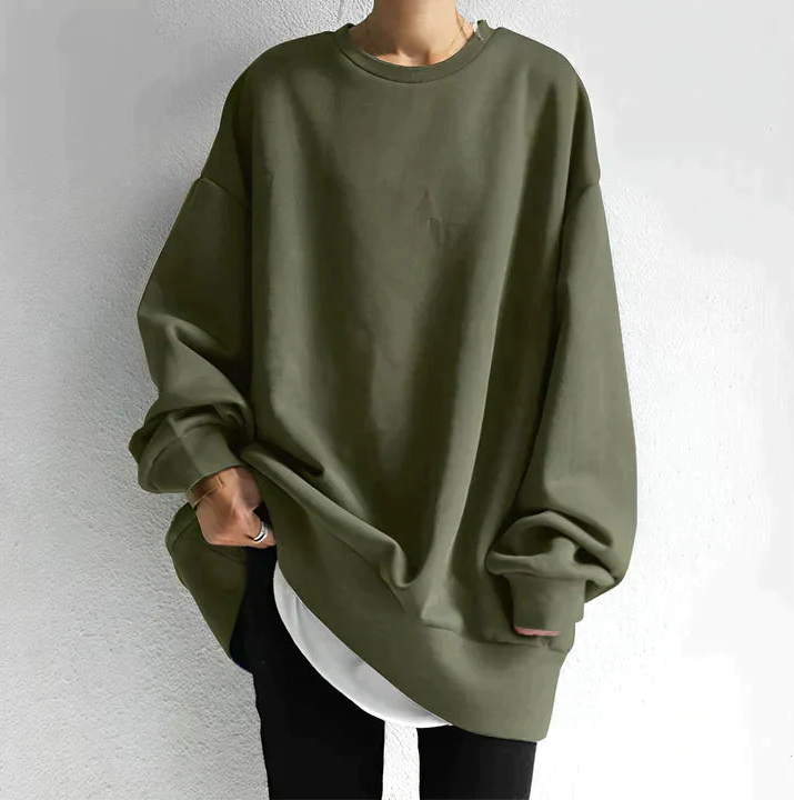 Oversized sweater - bred, langærmet dametrøje med løs pasform