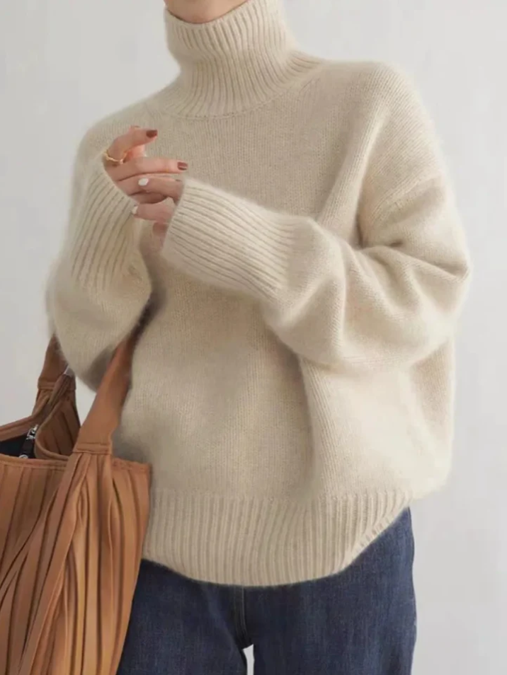 Ridan - basic pullover med rullekrave