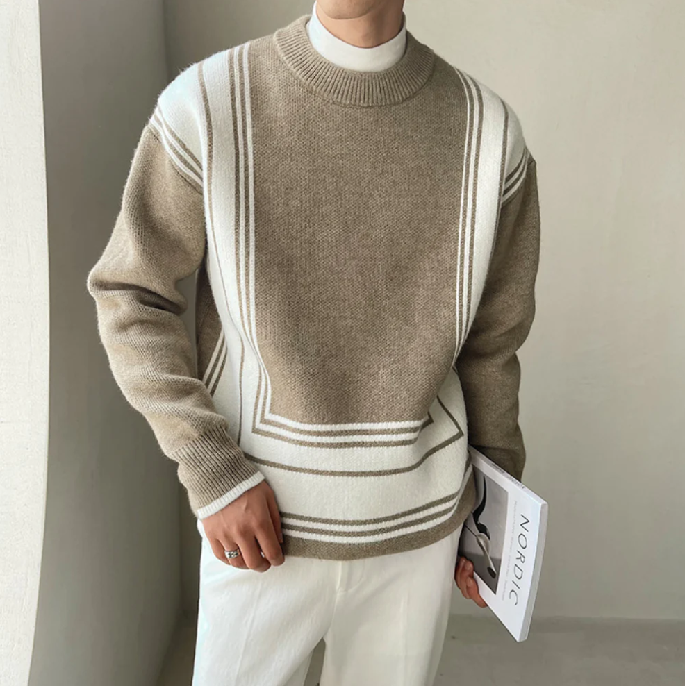 Razvan – moderne strikket herresweater med rund hals