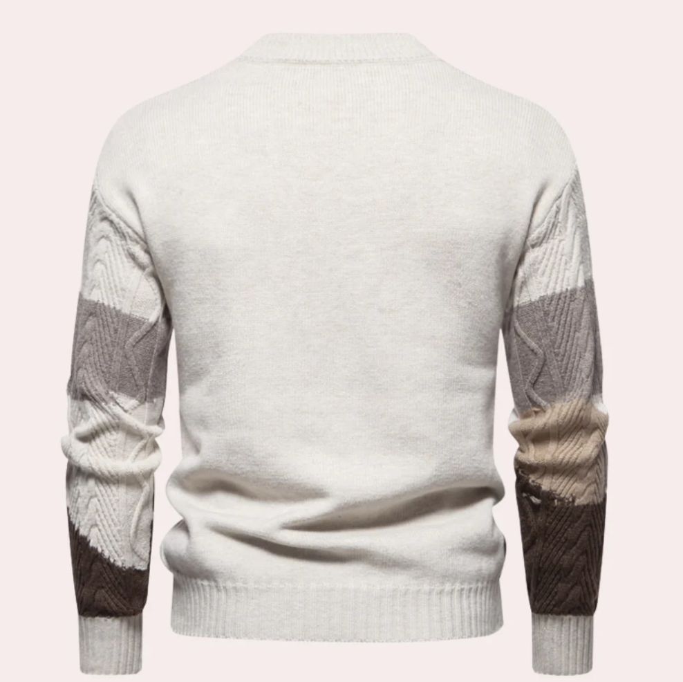 Ladislau - strikket herresweater med kontrastmønster
