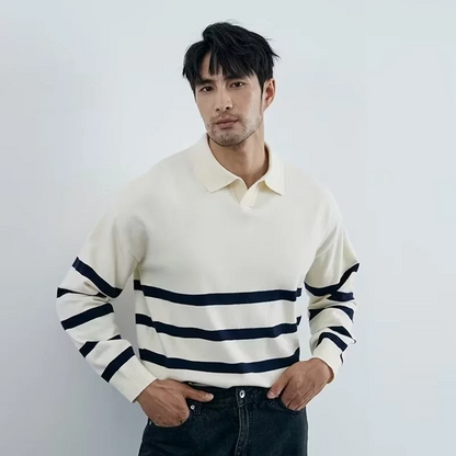 Ezekiel – stribet strikket sweater til mænd